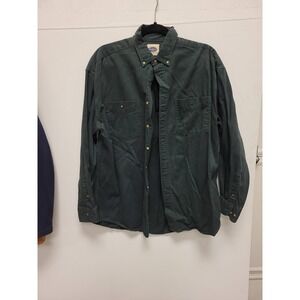 Austin Trading Co Shirt Mens Large Green Button Up Long‎ Sleeve Cotton Blend